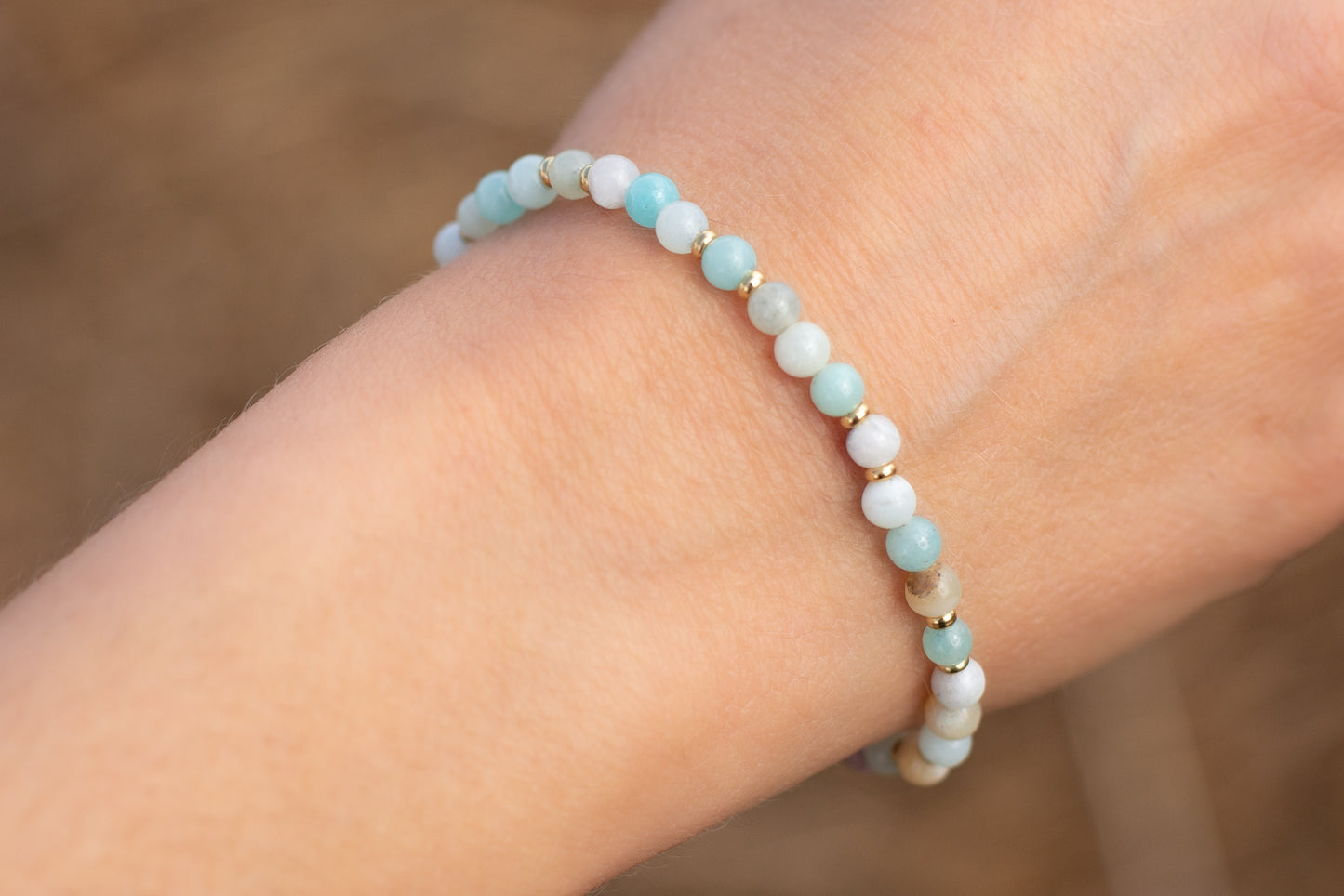 Amazonite light blue bracelet gold plated