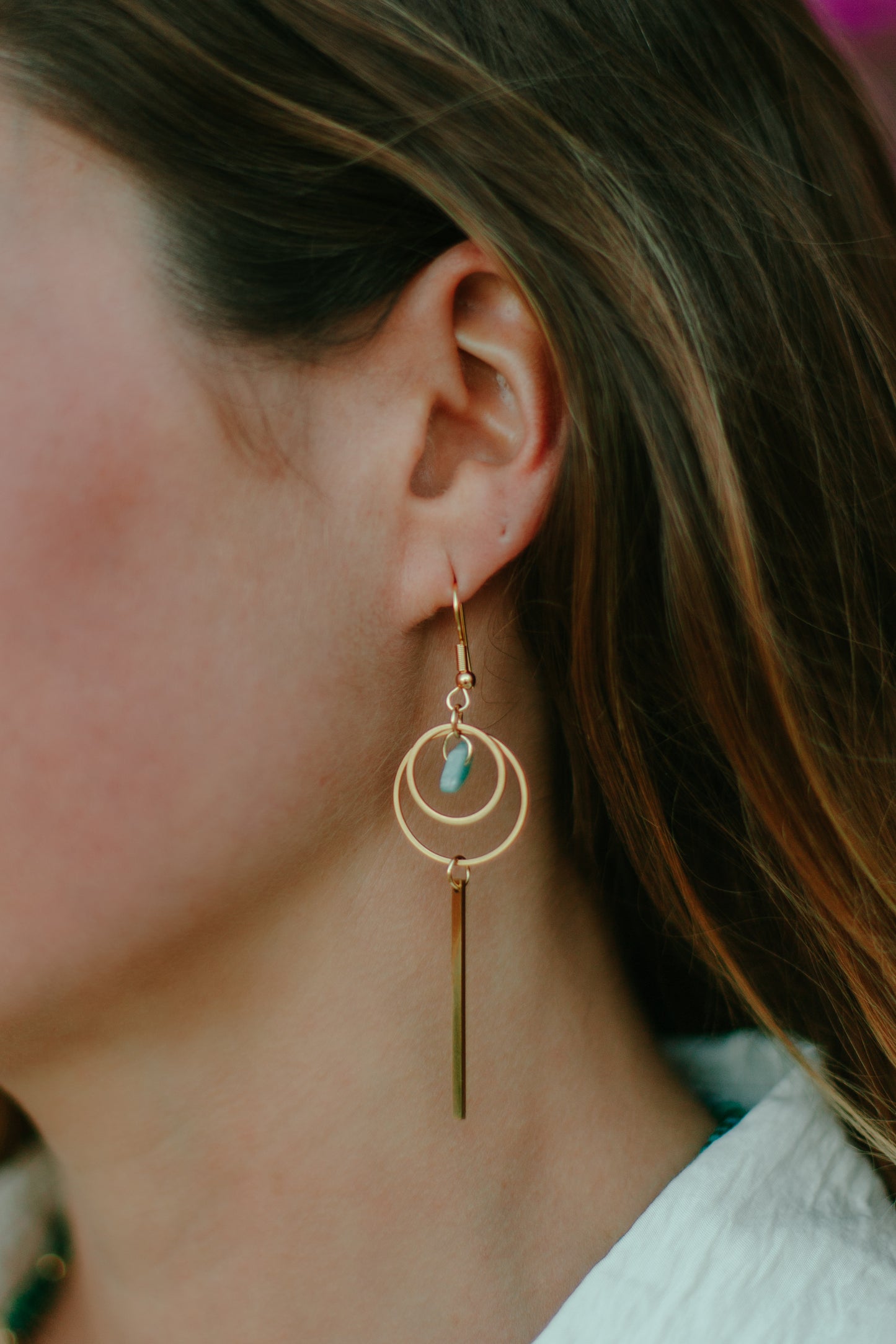 Amazonite circle double earrings