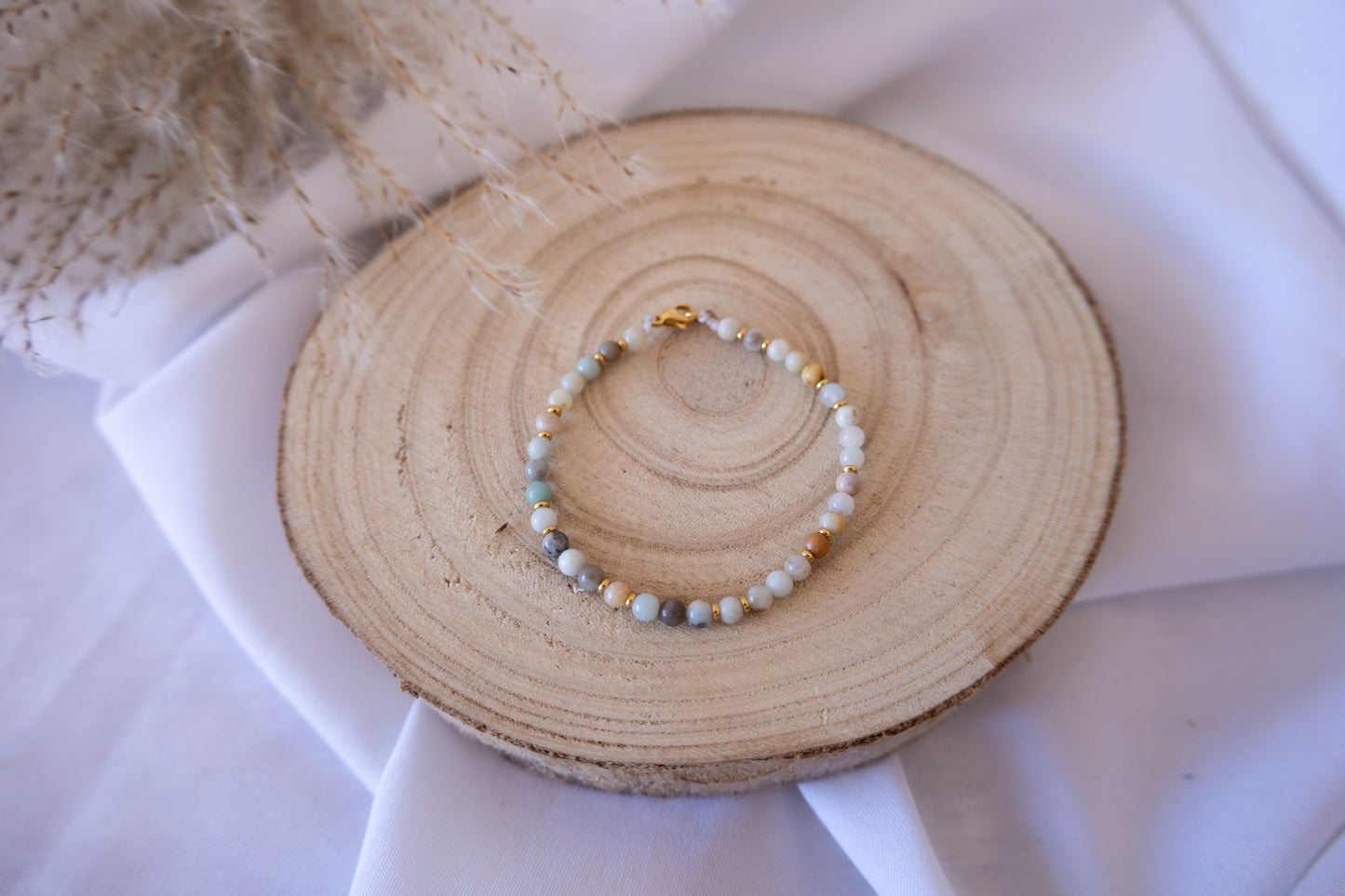 Amazonite light blue bracelet gold plated