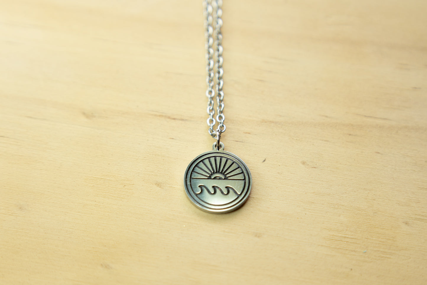 Necklace stainless steel waves and sunset