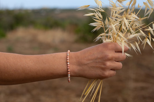 Pink aventurine bracelet silver stainless steel