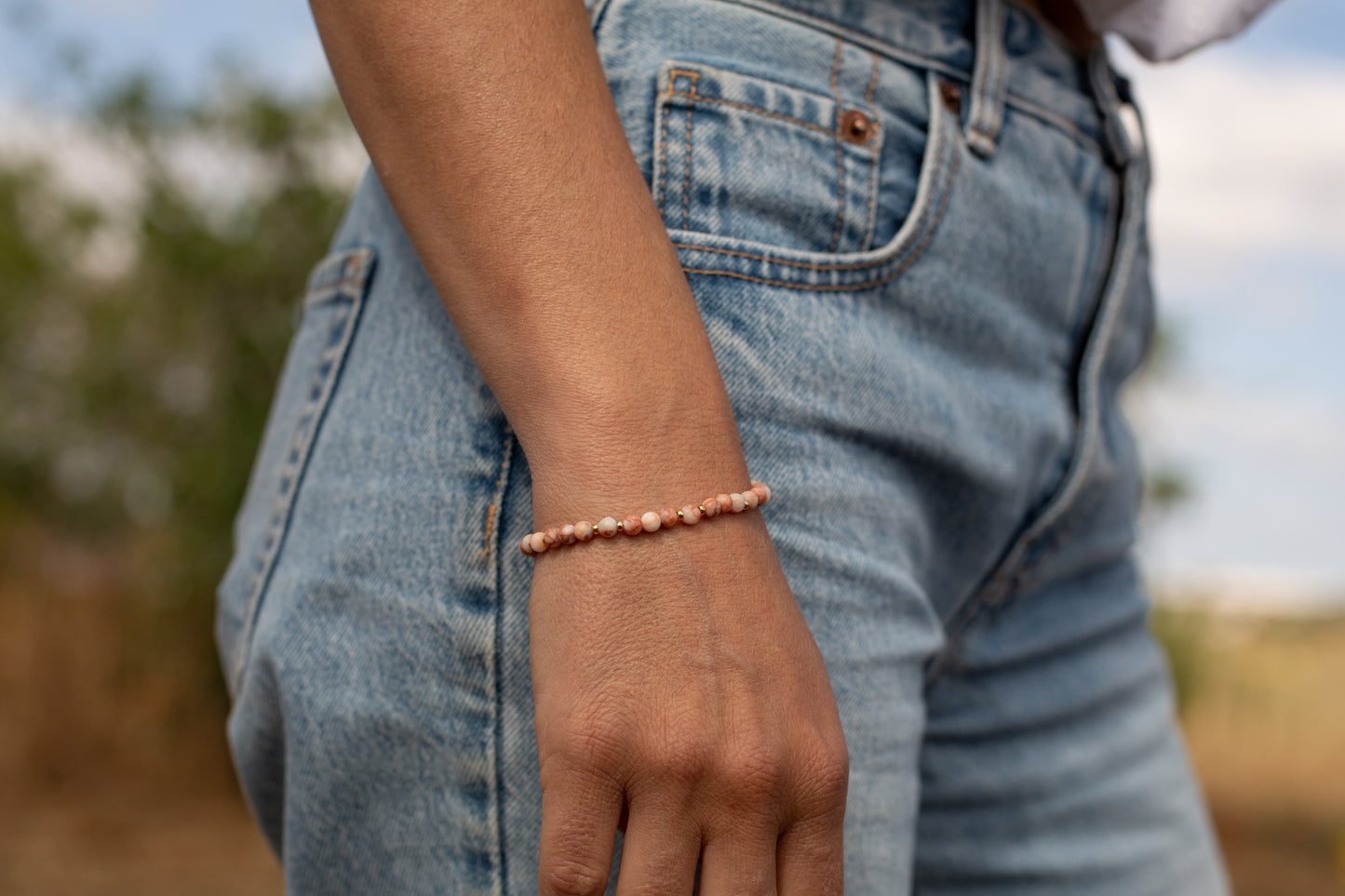 Pink aventurine bracelet gold plated