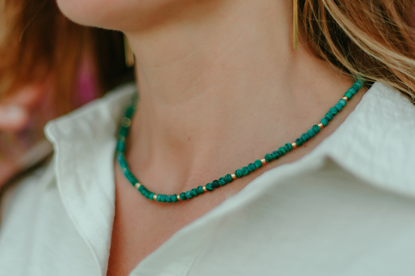 Malachite necklace gold plated