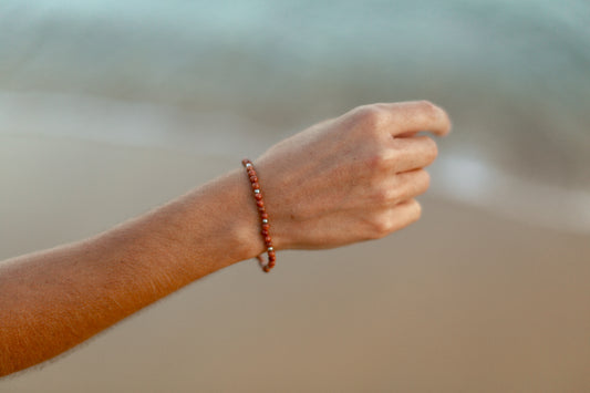 Goldstone bracelet silver stainless steel