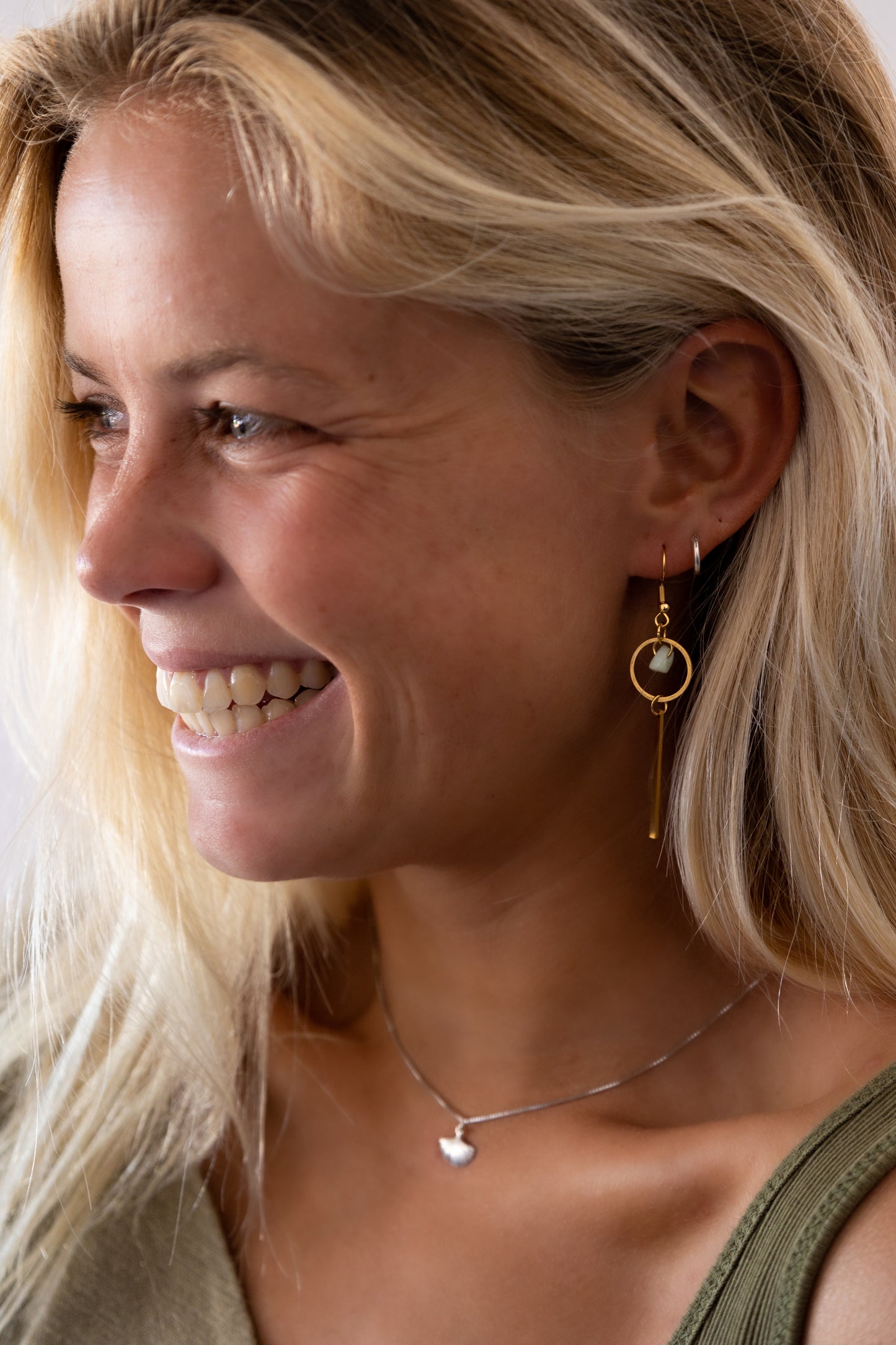 Aventurine circle earrings