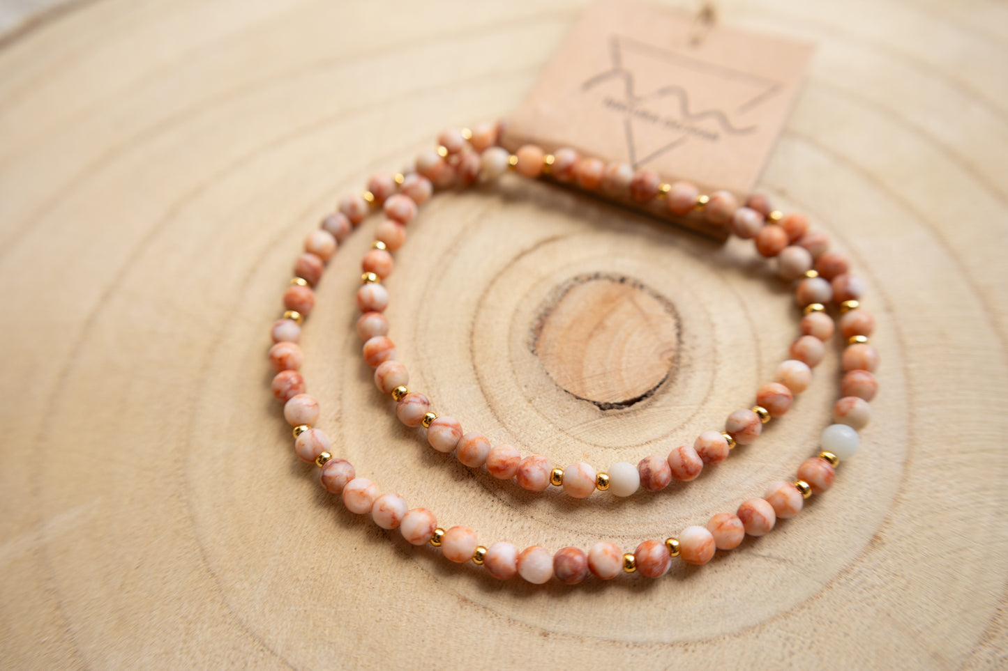 Pink Aventurine necklace gold plated