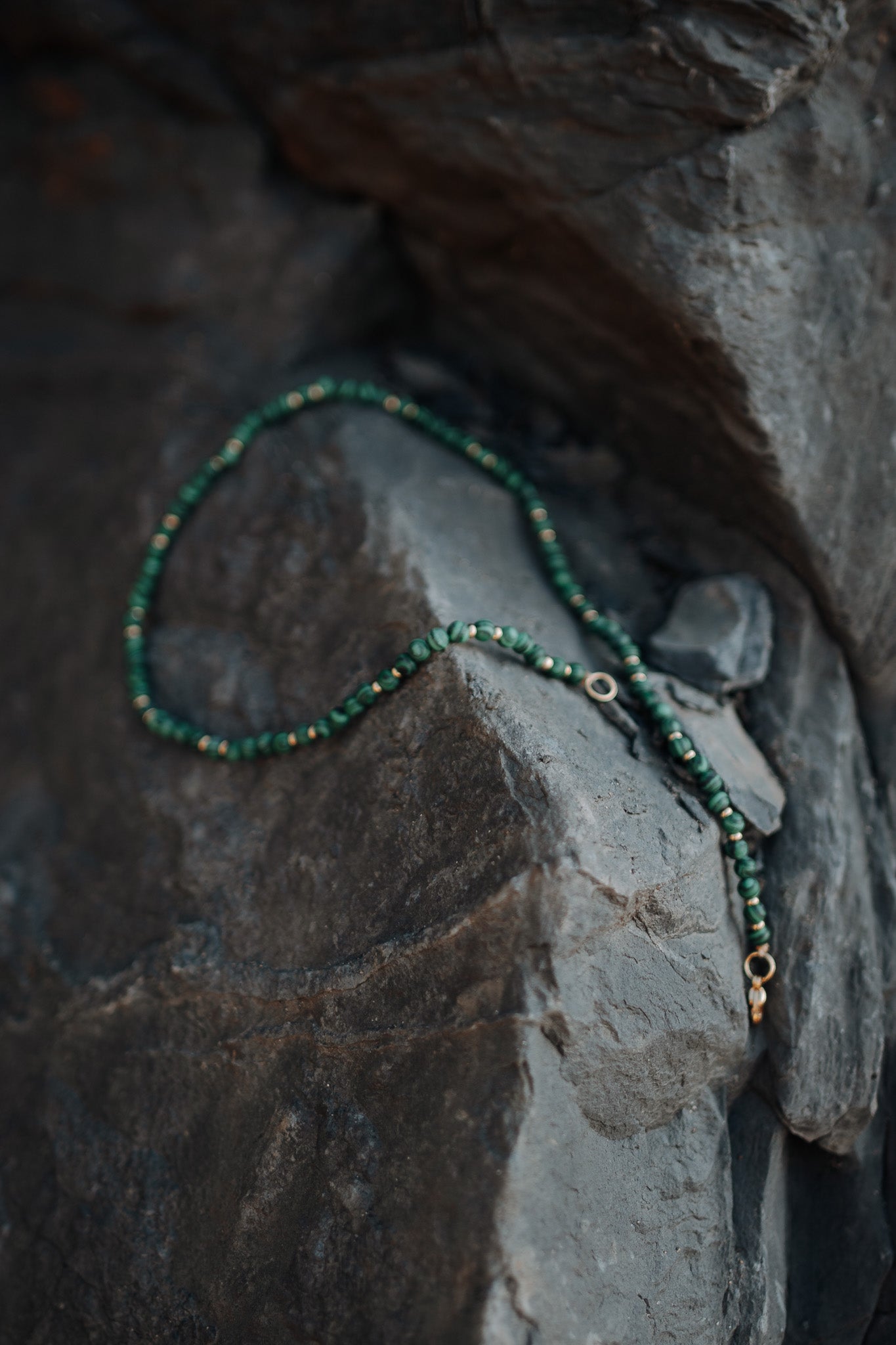 Malachite necklace gold plated