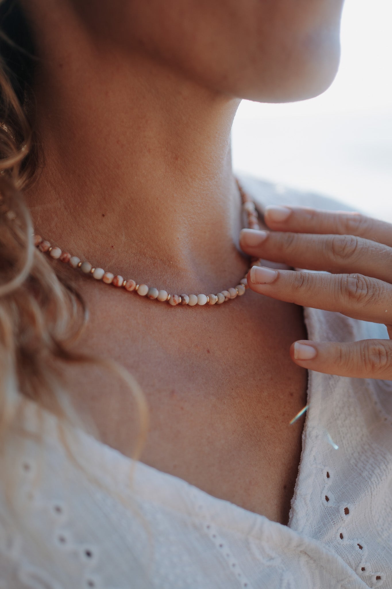 Pink Aventurine necklace gold plated