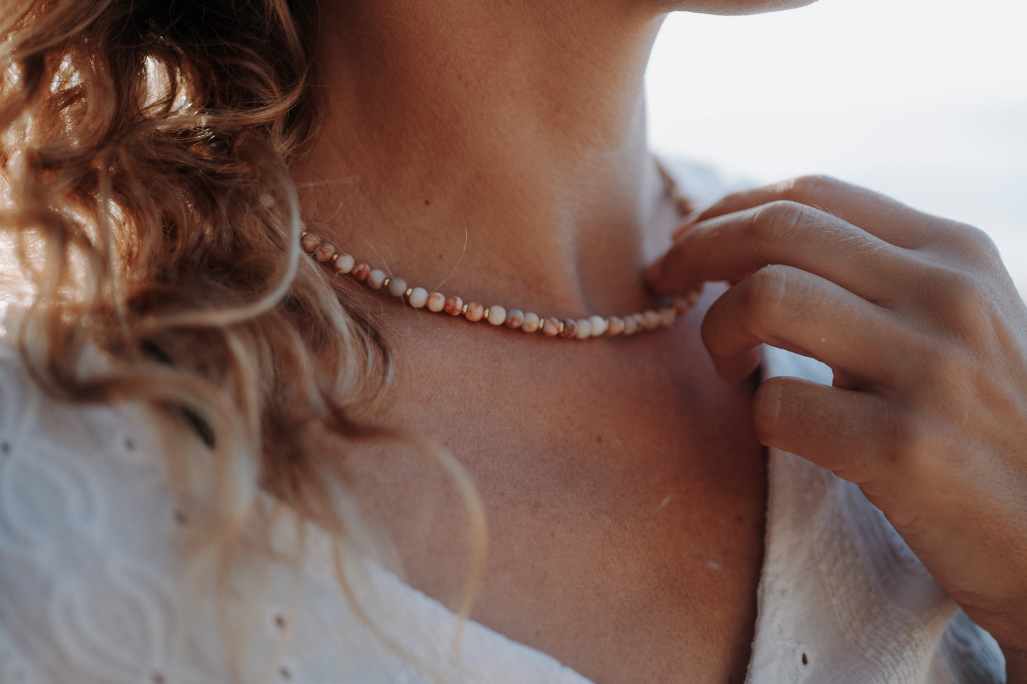 Pink Aventurine necklace gold plated