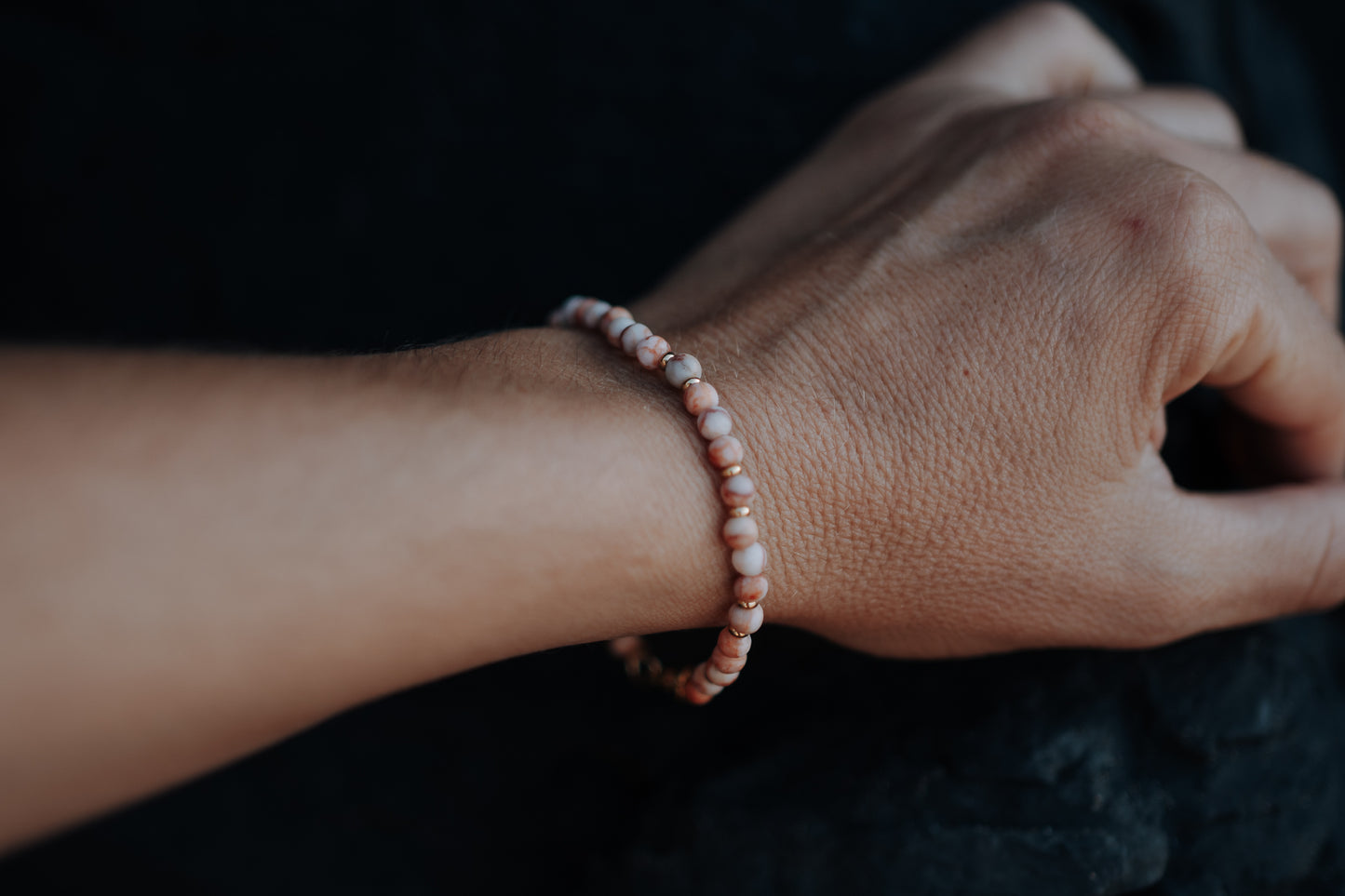 Pink aventurine bracelet gold plated